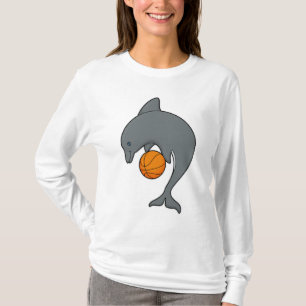 Dophin als Basketballspieler mit Basketball T-Shirt