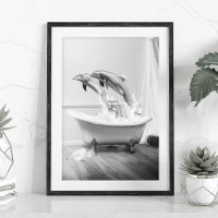 Dophin dans une baignoire Poster