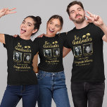 Doppel-Abschluss-Proud-Familie T-Shirt<br><div class="desc">Feiern Sie Ihre Errungenschaften stilvoll mit unseren eleganten gemeinsamen Abschluss-T - Shirt für Familie & Freunden! Jedes Tee verfügt über ein quadratisches Foto der beiden stolzen Absolventen, Imitats Goldfolie-Mörtel, personalisiert mit ihren Namen, Schule/Uni, und Klasse Jahr. Während Sie eine individuelle Gratulationsbotschaft tragen, ist es der perfekte Weg, Ihren Stolz zu...</div>