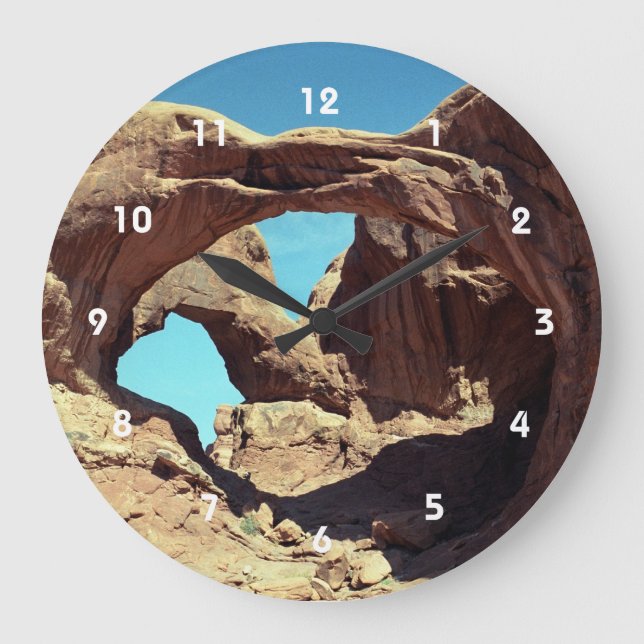 Doppel-Arch-Wüste Landschaftsbild-Foto Große Wanduhr (Vorderseite)