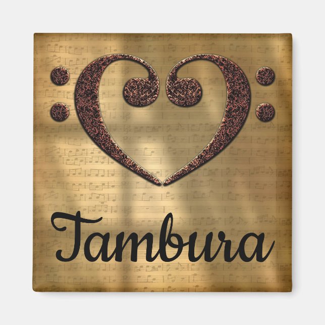 Doppel-Bass Clef Herz Tambura Magnet (Vorne)