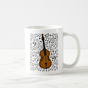 Doppel-Bass Musical Notes, Bassist Jazz Musician Kaffeetasse