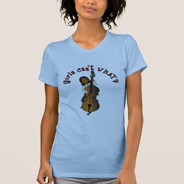 Doppel-Bass-Player-Frau mit aufrecht stehender Str T-Shirt (Vorderseite)