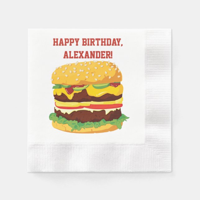 Doppel-Cheeseburger-Party Papier Napkins Serviette (Vorderseite)