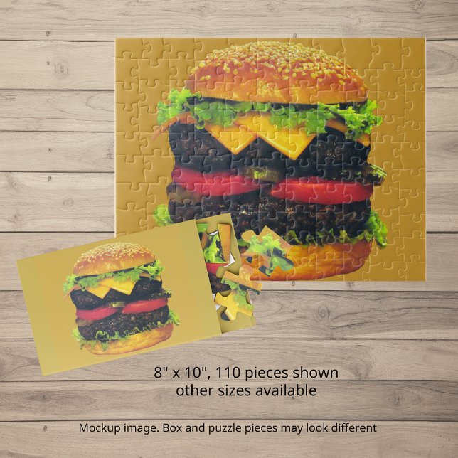 Doppel-Deluxe Hamburger mit Käse (Double Deluxe Hamburger with Cheese Jigsaw Puzzle)