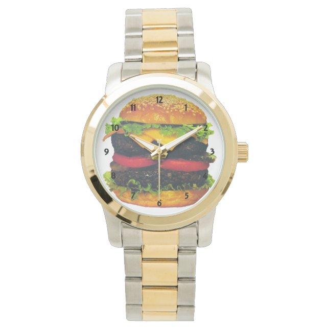 Doppel-Deluxe Hamburger mit Käse Armbanduhr (Vorderseite)