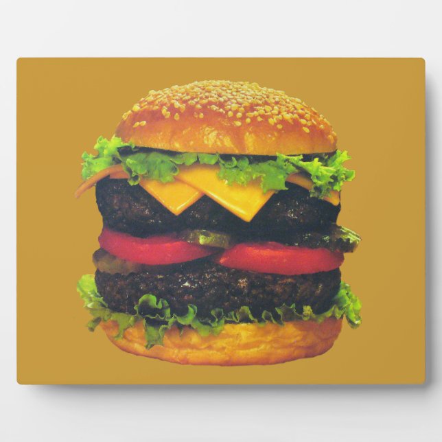 Doppel-Deluxe Hamburger mit Käse Fotoplatte (Vorderseite)