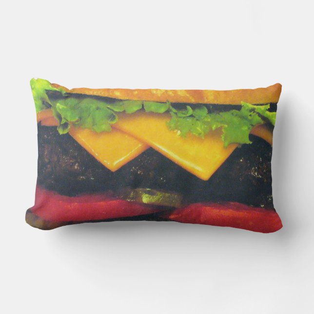 Doppel-Deluxe Hamburger mit Käse Lendenkissen (Vorderseite)