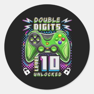 Doppel-Digits Level 10 Unverriegeltes Videospiel 1 Runder Aufkleber