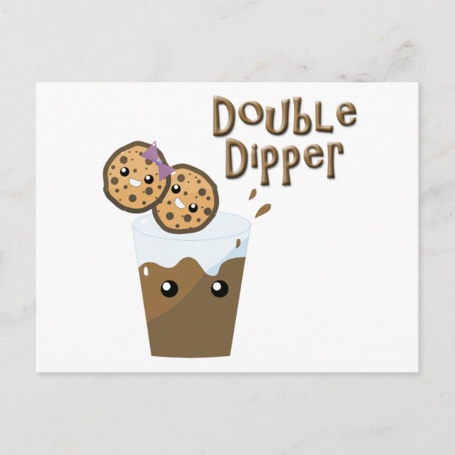 Doppel-Dipper-Cookies in Milch Postkarte (Vorderseite)