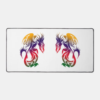 Doppel-Drachen Buntes Tattoo-Style-Kunstwerk Schreibtischunterlage