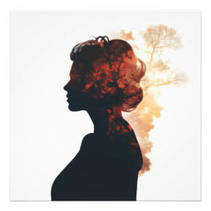 Doppel-Exposition der Girl Nature Fotodruck