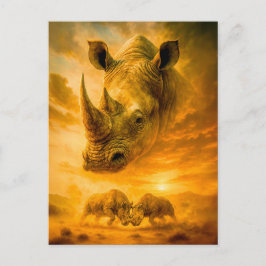 Doppel-Exposure-Portrait von weißem Rhino Feiertagspostkarte