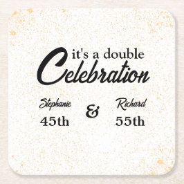 Doppel-Feier Joint Birthday Gold White Rechteckiger Pappuntersetzer