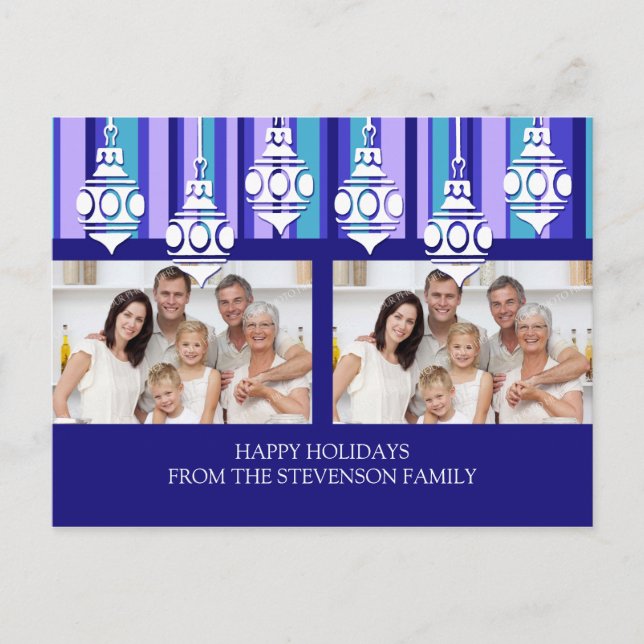 Doppel Foto Happy Holidays Weihnachten Postkarten (Vorderseite)