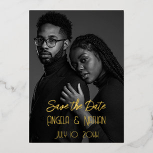 Doppel-Foto-Save-the-Date-Karten mit Folieneinladung