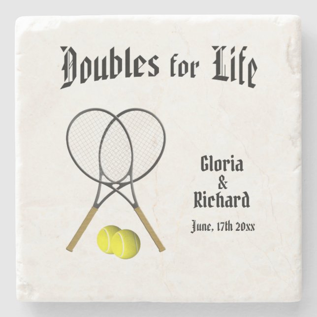 Doppel für Life Tennis Hochzeit Untersetzer (Vorderseite)