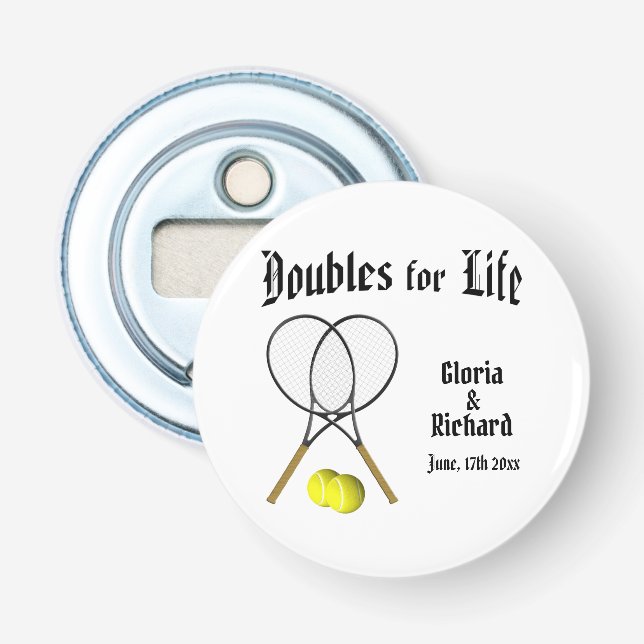 Doppel für Live Tennis Hochzeit Flaschenöffner (Vorderseite)