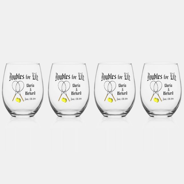 Doppel für Live Tennis Hochzeit Weinglas Ohne Stiel (Vorderseite)
