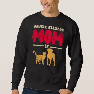 Doppel gesegnete Mama nur eine Mama, die ihre Katz Sweatshirt