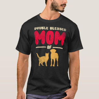 Doppel gesegnete Mama nur eine Mama, die ihre Katz T-Shirt