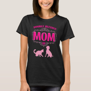 Doppel gesegnete Mama nur eine Mama, die ihre Katz T-Shirt