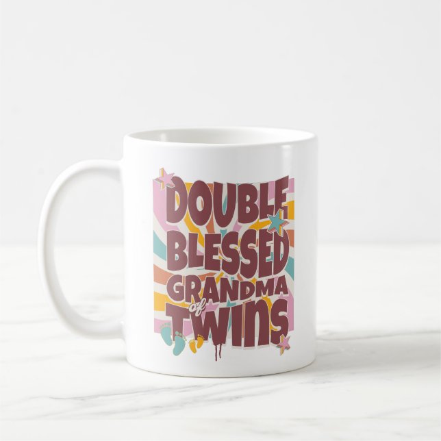 Doppel gesegnetes Oma der Zehn 2024 Großeltern Kaffeetasse (Links)