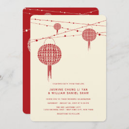 Doppel Glück Red Lanterns Chic Chinese Wedding Einladung