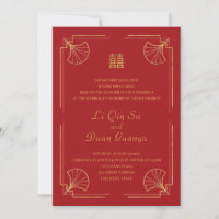 Doppel-Glückwunsch Red & Gold Chinesisch Hochzeit