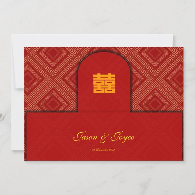 Doppel-Happiness Chinesische Hochzeit RSVP Einladu Einladung (Vorderseite)