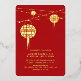 Doppel Happiness Lanterns Stilvolle chinesische Ho Folieneinladung