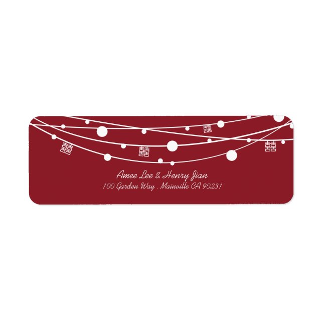 Doppel-Happiness-Laternen Hochzeitadressen-Labels (Vorne)