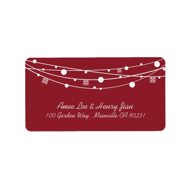 Doppel-Happiness-Laternen Hochzeitadressen-Labels Adressaufkleber (Vorne)