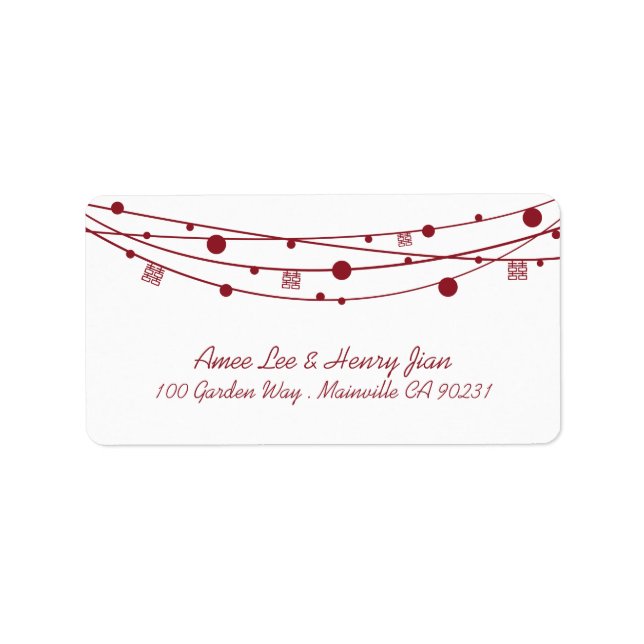 Doppel-Happiness-Laternen Hochzeitadressen-Labels Adressaufkleber (Vorne)