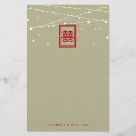 Doppel-Happiness-Lights Chinesische Hochzeitsgesch Briefpapier
