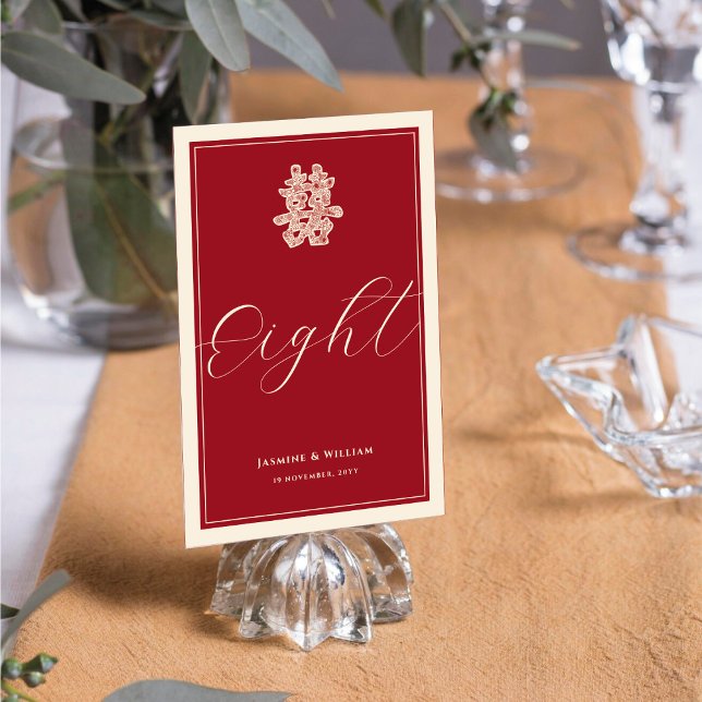 Doppel Happiness Red Chinese Wedding Tischnummer (Von Creator hochgeladen)