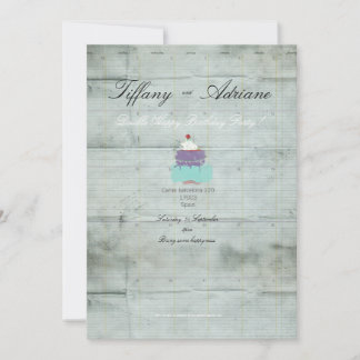 Doppel Happy Birthday Cake Kirsche Einladung