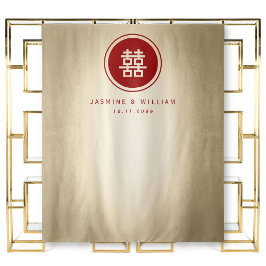 Doppel-Happy Chinesisch Hochzeit Foto Hintergrund Wandteppich