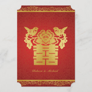 Doppel-Happy Chinesisch Themed Wedites Einladungen
