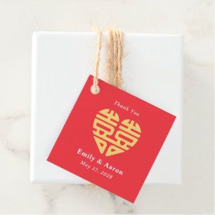 Doppel-Happy EDITABLE FARBEN Chinesisch Hochzeit Geschenkanhänger