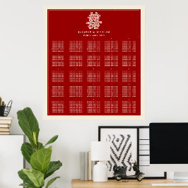Doppel Happy Red Chinese Wedding Seating Chart Poster