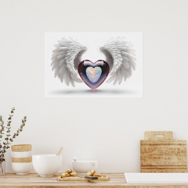 *~*~ Doppel-Herz Angel Wings AP78 Opal Poster (Küche)