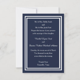 Doppel-Navy-Trim -3x5 Einladung zur Hochzeit