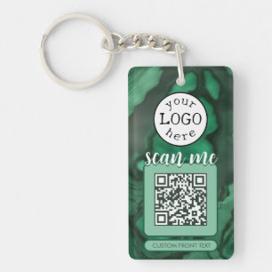 Doppel-QR-Code für grüne Malachite-Steine für Unte Schlüsselanhänger
