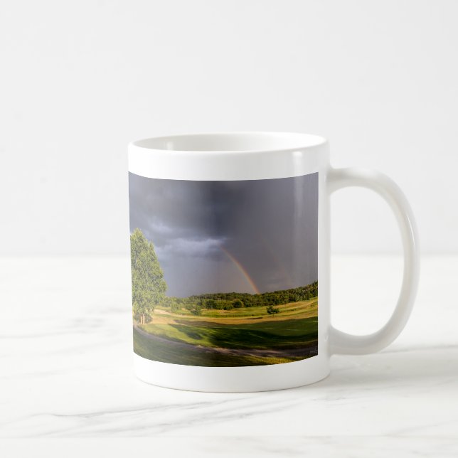 Doppel-Regenbogen durch Regen Kaffeepause Tasse (Rechts)