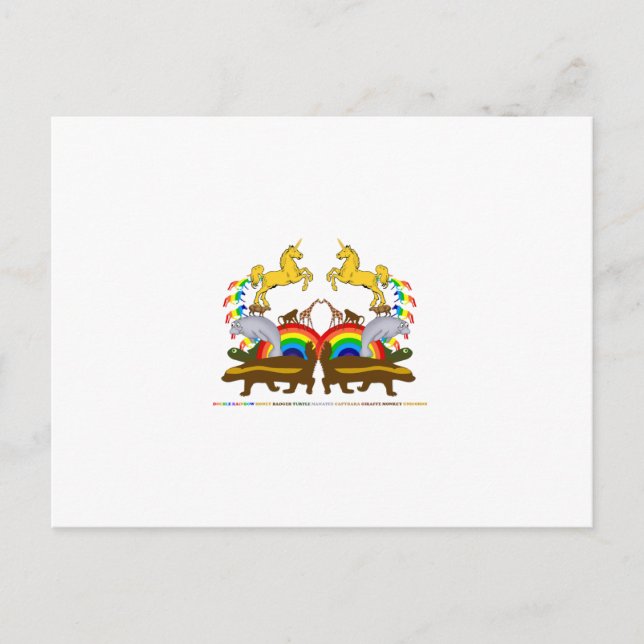Doppel Regenbogen Honey Badger Turtle Manatee.. Postkarte (Vorderseite)
