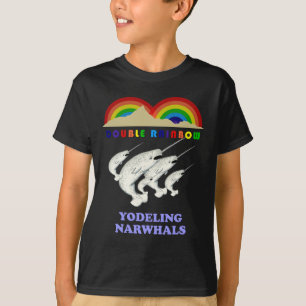 Doppel-Regenbogen-Yodeling-Narwhals T-Shirt