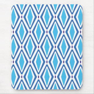 Doppel-Retro-Diamantmuster (Blau) Mousepad