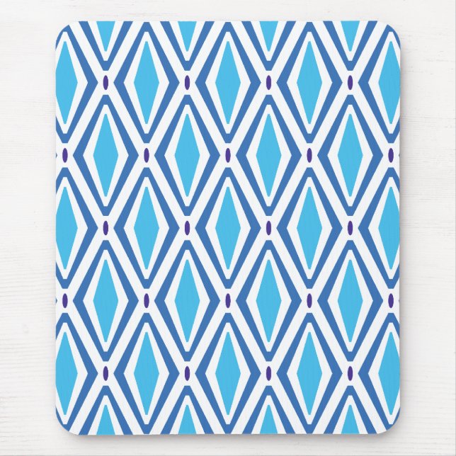 Doppel-Retro-Diamantmuster (Blau) Mousepad (Vorne)