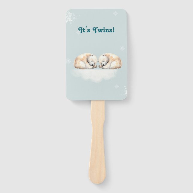 Doppel Schnürsenkel Twin Polar Bears Babydusche Fächer (Vorderseite)